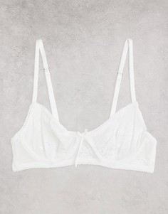 Сетчатый бюстгальтер на косточках белого цвета Cotton:On-Белый
