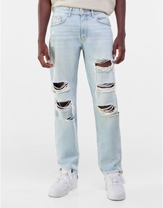 Голубые рваные джинсы в стиле 90-х Bershka-Голубой