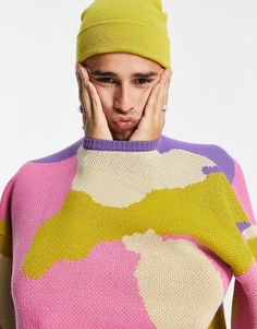 Розовый oversized-джемпер с камуфляжным узором ASOS DESIGN-Розовый цвет