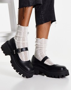 Черные туфли на массивной подошве с ремешком ASOS DESIGN Muffin-Черный цвет