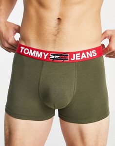 Оливковые боксеры-брифы с логотипом на поясе Tommy Jeans-Зеленый цвет