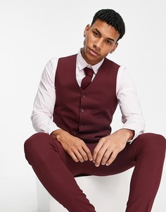 Бордовый супероблегающий фактурный жилет ASOS DESIGN Wedding-Красный