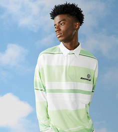 Oversized-футболка в стиле регби с воротником из твила и принтом в зеленую полоску ASOS Daysocial-Зеленый цвет