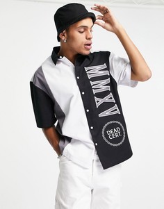 Разноцветная рубашка в стиле oversized с университетским принтом в полоску Topman-Разноцветный