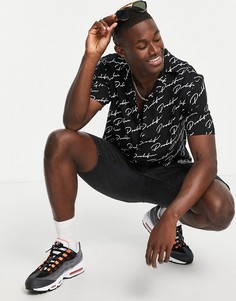 Черная рубашка с отложным воротником River Island Prolific AOP-Черный цвет