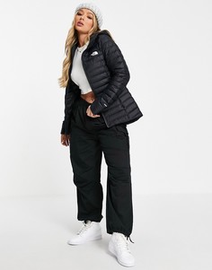 Черный пуховик из эластичной ткани с капюшоном The North Face-Черный цвет