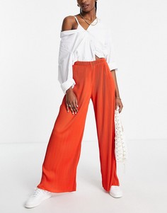 Красные плиссированные брюки с широкими штанинами ASOS DESIGN-Красный