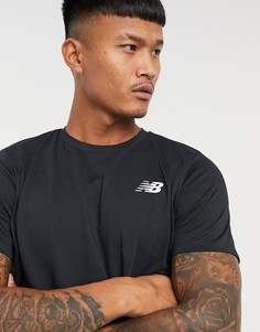 Черная футболка с логотипом New Balance Training Heathertech-Черный цвет