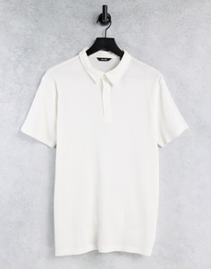 Белая вафельная футболка-поло из органического хлопка Only & Sons-Белый