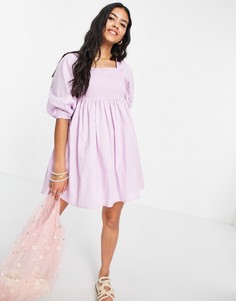 Пляжное платье мини сиреневого цвета с пышными рукавами Influence-Фиолетовый цвет