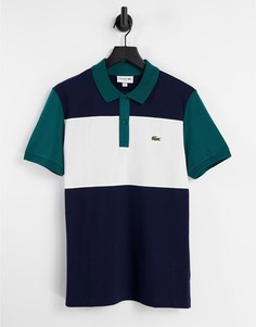 Футболка-поло с полосками в стиле колор-блок Lacoste-Голубой