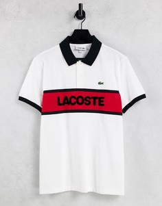 Футболка поло с блочным логотипом Lacoste-Белый