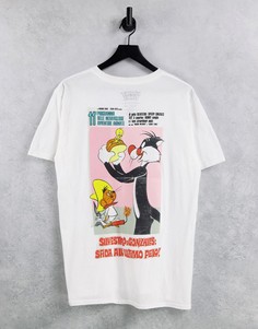 Белая футболка с винтажным плакатом Твити в сэндвиче-Белый Poetic Brands