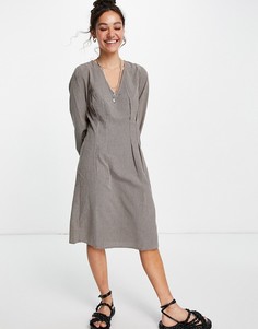 Платье миди в клетку с защипами Vila-Multi