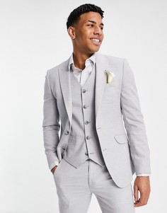 Серый фактурный свадебный пиджак супероблегающего кроя ASOS DESIGN