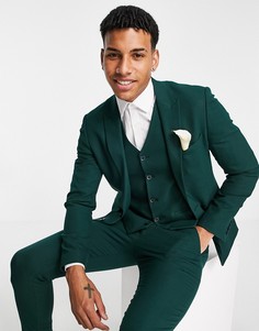 Зеленый супероблегающий фактурный пиджак ASOS DESIGN wedding-Зеленый цвет