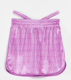 Фиолетовая велюровая мини-юбка с монограммой и завязкой на бедрах (от комплекта) ASYOU-Фиолетовый цвет