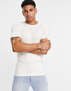 Кремовая обтягивающая футболка из органического хлопка ASOS DESIGN-Светло-бежевый цвет