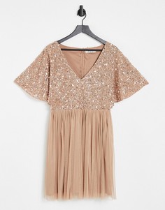 Розовое платье мини с юбкой из тюля и отделкой Beauut Bridesmaid-Розовый цвет
