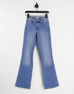 Синие выбеленные джинсы клеш с завышенной талией Wrangler-Голубой