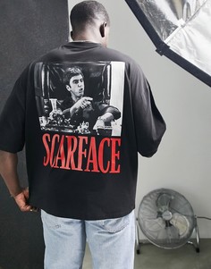 Oversized-футболка с принтом "Scarface" на спине ASOS DESIGN-Черный