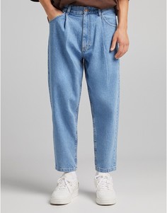 Светло-синие свободные джинсы Bershka-Голубой