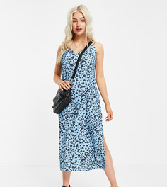 Голубое платье миди на тонких бретельках Urban Threads Petite-Голубой