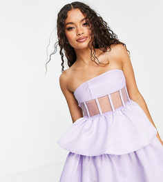 Сиреневое ярусное платье мини из искусственной кожи с корсетом Collective the Label Petite-Фиолетовый цвет