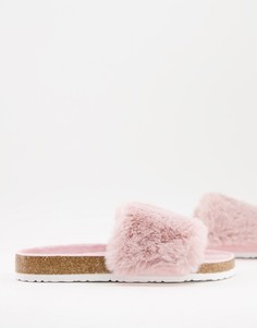 Розовые пушистые шлепанцы Accessorize-Розовый цвет