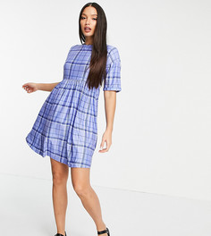 Синее платье мини в клетку с присборенной юбкой Urban Threads Tall-Голубой