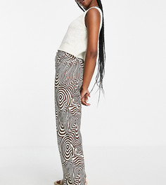 Джинсы в винтажном стиле с завышенной талией и принтом с завитками от комплекта Annorlunda-Разноцветный