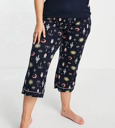 Пижамный комплект темно-синего цвета из топа на бретельках и брюк с принтом загадочных знаков Chelsea Peers Plus-Темно-синий