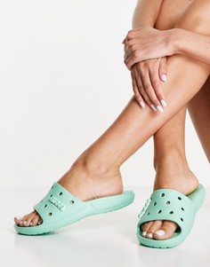Классические сандалии-шлепанцы фисташкового цвета Crocs-Зеленый цвет