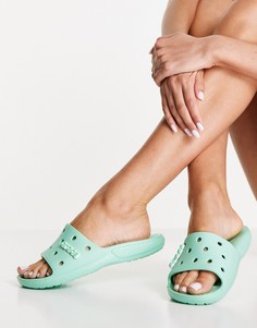 Классические сандалии-шлепанцы фисташкового цвета Crocs-Зеленый цвет
