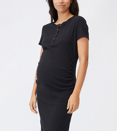 Черное платье хенли в рубчик с короткими рукавами Cotton On Maternity-Черный цвет