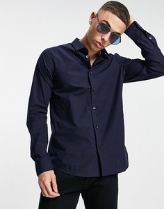 Рубашка узкого кроя с логотипом на груди Calvin Klein Jeans-Темно-синий