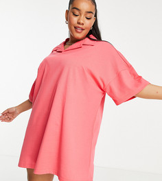 Платье-рубашка мини с воротником поло Lola May Plus-Розовый цвет