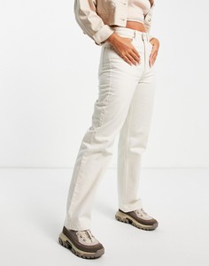 Прямые джинсы цвета экрю из органического хлопка с завышенной талией Weekday Rowe-Бежевый