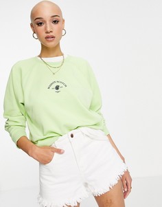 Классический свитшот зеленого цвета с логотипом и рукавами реглан Maison Scotch-Зеленый цвет