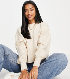 Свободный джемпер с круглым вырезом бежевого цвета ASOS DESIGN Petite-Светло-бежевый цвет