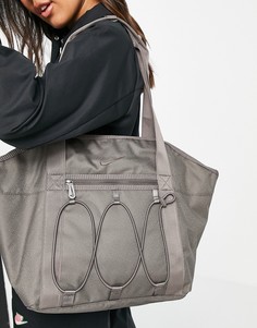 Серая сумка-тоут шопер серого цвета Nike-Светло-бежевый цвет