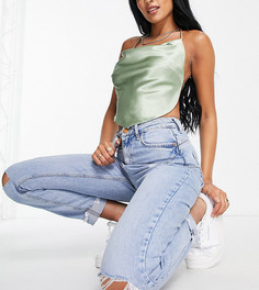 Светло-голубые рваные джинсы в винтажном стиле River Island Tall Carrie-Голубой