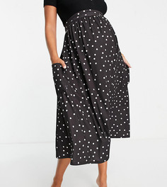 Черно-белая юбка миди в горошек с карманами ASOS DESIGN Maternity-Разноцветный