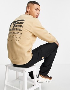 Коричневый свитшот с принтом на спине с эффектом выцветания Carhartt WIP-Коричневый цвет