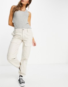 Светло-бежевые брюки в утилитарном стиле с заниженной талией ASOS DESIGN-Светло-бежевый цвет