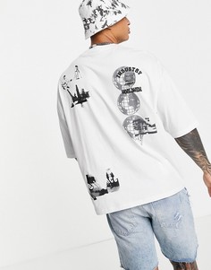 Белая oversized-футболка с несколькими принтами ASOS DESIGN-Белый