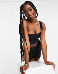 Черный асимметричный укороченный топ-бандо O Dolls Collection-Черный цвет