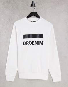 Белый свитшот с логотипом спереди Dr Denim Snow