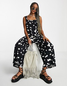 Комбинезон с квадратным вырезом и абстрактным принтом квадратов ASOS DESIGN-Разноцветный