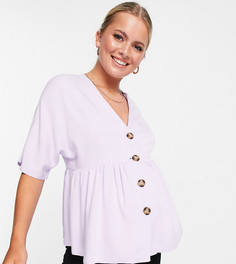 Сиреневый топ с баской и контрастными пуговицами ASOS DESIGN Maternity-Фиолетовый цвет